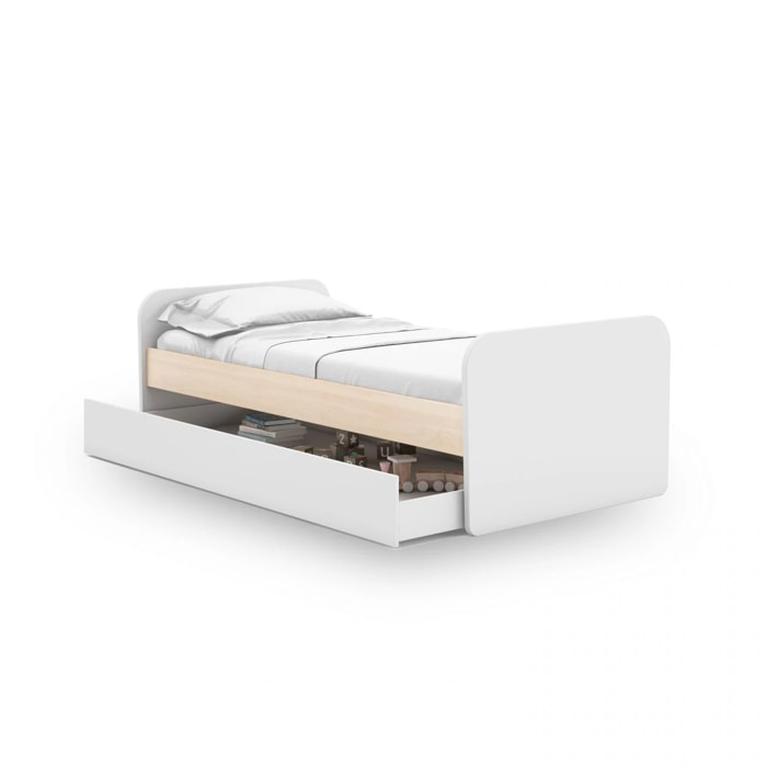 Cama doble juvenil Misty Breeze Blanco - Oak Soft