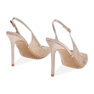 Zapato slingback de mujer nude en satén