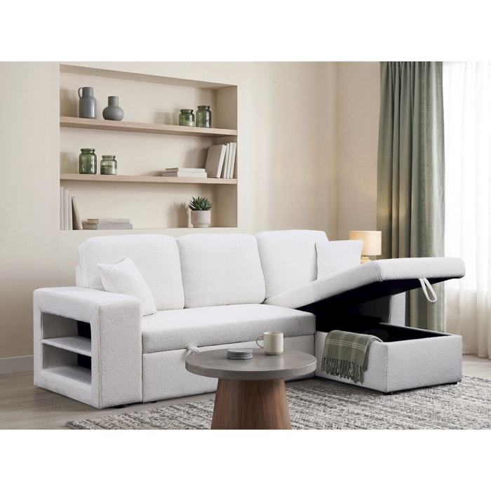 Canapé d'angle bouclettes convertible/reversible "Axel" - 3 Places - Blanc