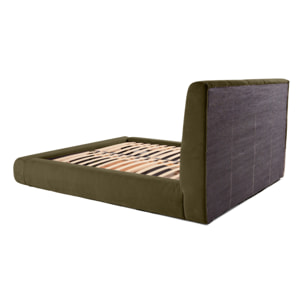 Onyx - lit coffre - 140x190 cm - en velours côtelé - sommier inclus - Vert