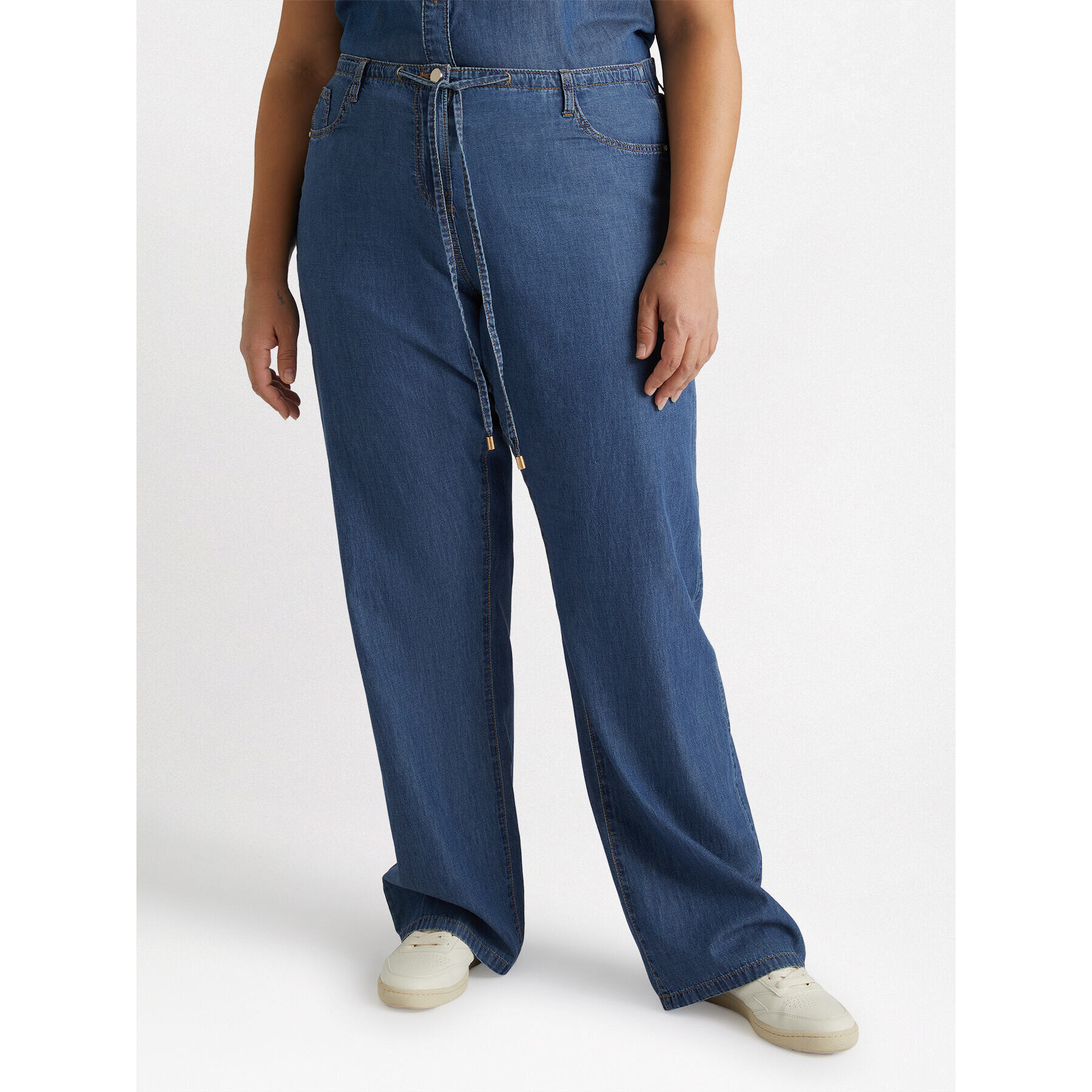 Fiorella Rubino - Jeans a palazzo con lacci in vita - Blu