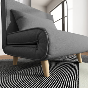 Fauteuil convertible chauffeuse style nordique dossier réglable coussin inclus gris