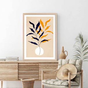 Affiche fleurs ""plante et purete"" Affiche + cadre en bois - Chêne