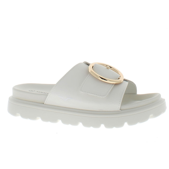 Armata di Mare Scarpe Donna Ciabatte con Fibbia in Metallo AMD S51H01 White