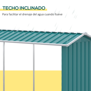 Casetilla para Leña de Acero Galvanizado Leñero Exterior Cobertizo de Almacenamiento de Troncos con Techo para Jardín Terraza Patio 240x86x160 cm Verde