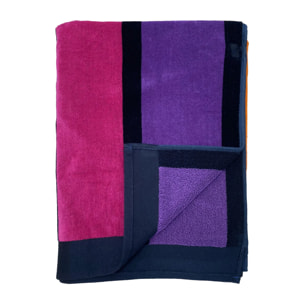 Serviette de plage éponge velours Jacquard Rose 100x175 470g/m² - Happy Chic