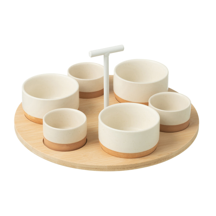 J-Line Service A Tapas 6 Sets + Plateau Bambou Boite Blanc/Naturel