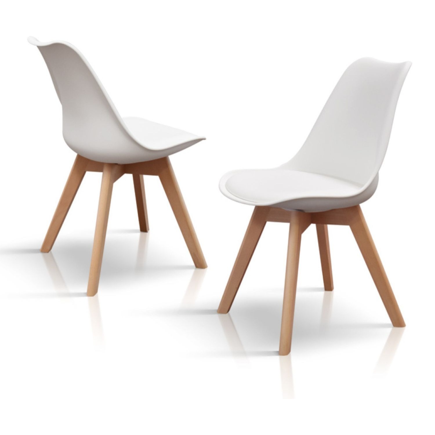 Set di 4 sedie WYNWOOD in polipropilene bianco, gambe in legno di faggio, 47x52x82 cm