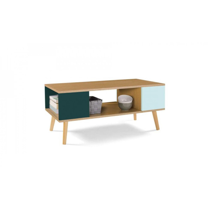 Table basse scandinave Aria vert clair et vert foncé