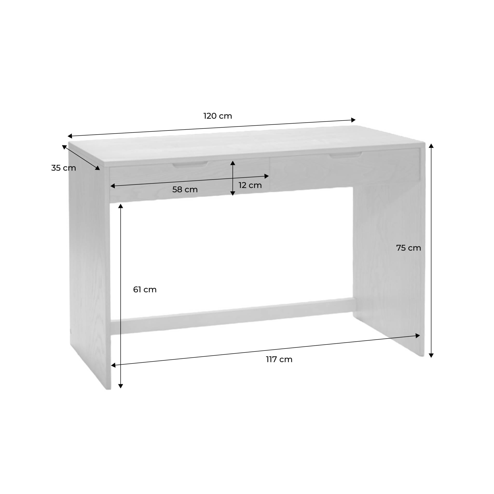 Console décor bois 2 tiroirs 120cm TANIA