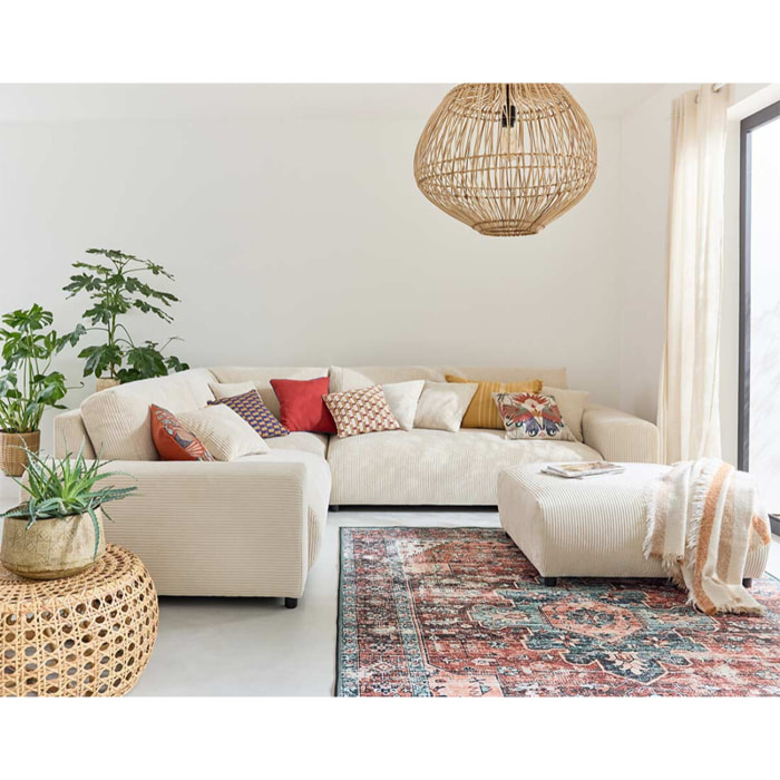 Garance - module d'assise 2 places avec accoudoir gauche - en velours côtelé - Beige
