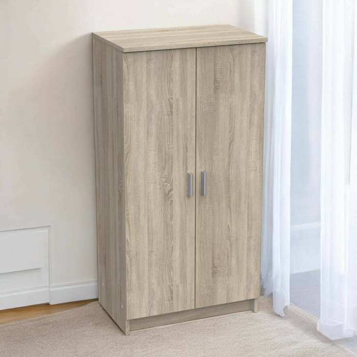 Armadio multiuso 2 ante Abram, Mobile multifunzionale, Mobiletto scarpiera, Guardaroba porta scarpe, 55x35 h108 cm, Rovere
