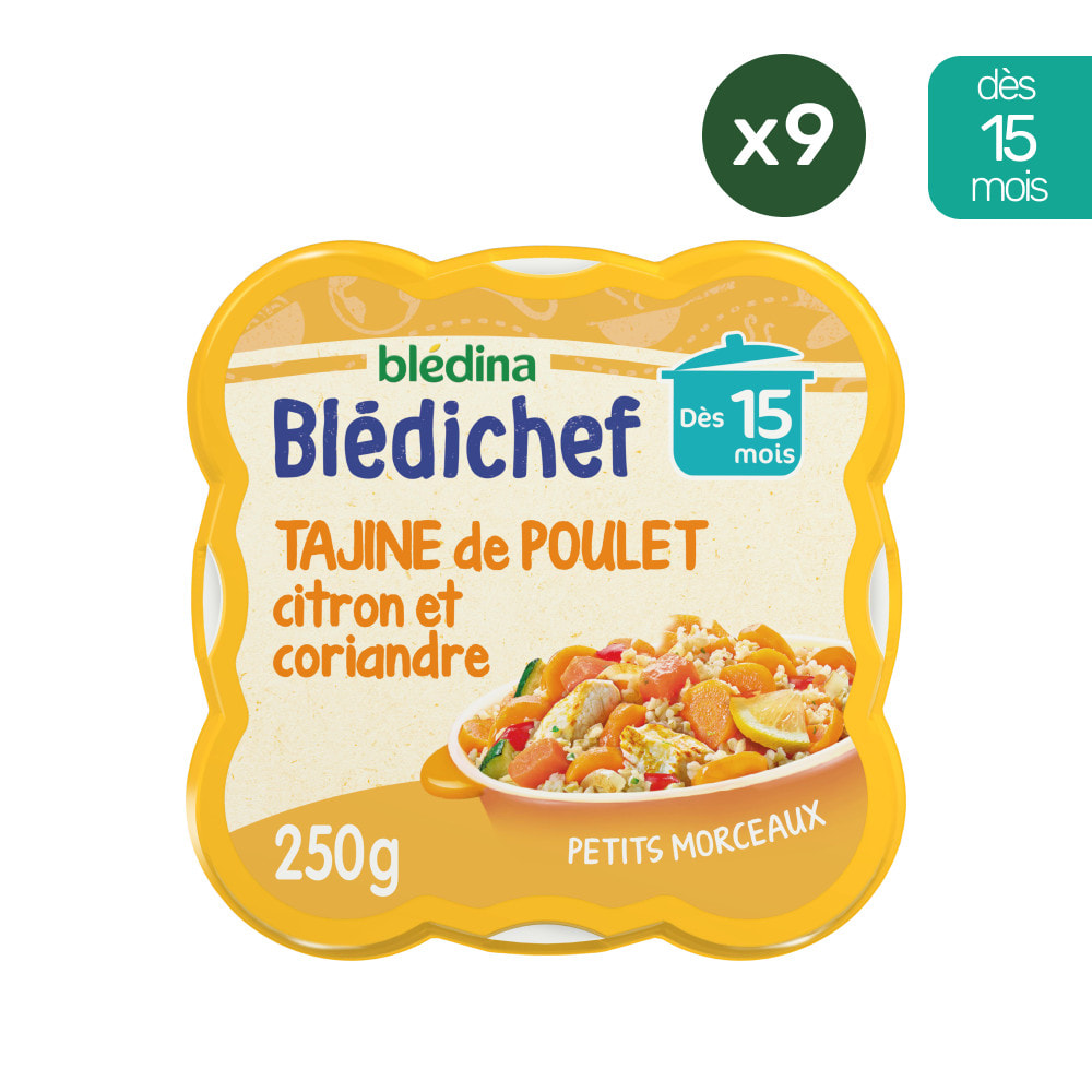 9 Assiettes Tajine de Poulet (9x250g) - Blédichef Dès 15 Mois