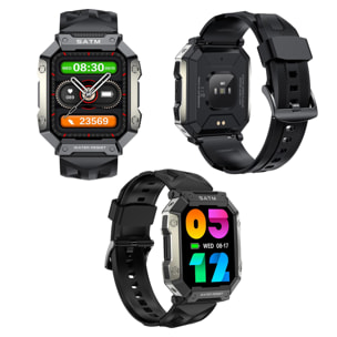 Smartwatch PG333 especial outdoor, sumergible 5 ATM, resistente al polvo e impactos. Con monitor cardíaco, tensión y de O2 en sangre.