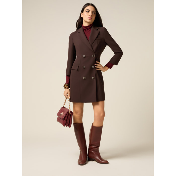 Oltre - Robe manteu in tessuto crêpe - Marrone