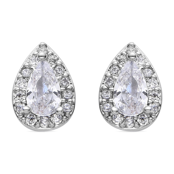 Pendientes de Circonita Brillante acabados en rodio