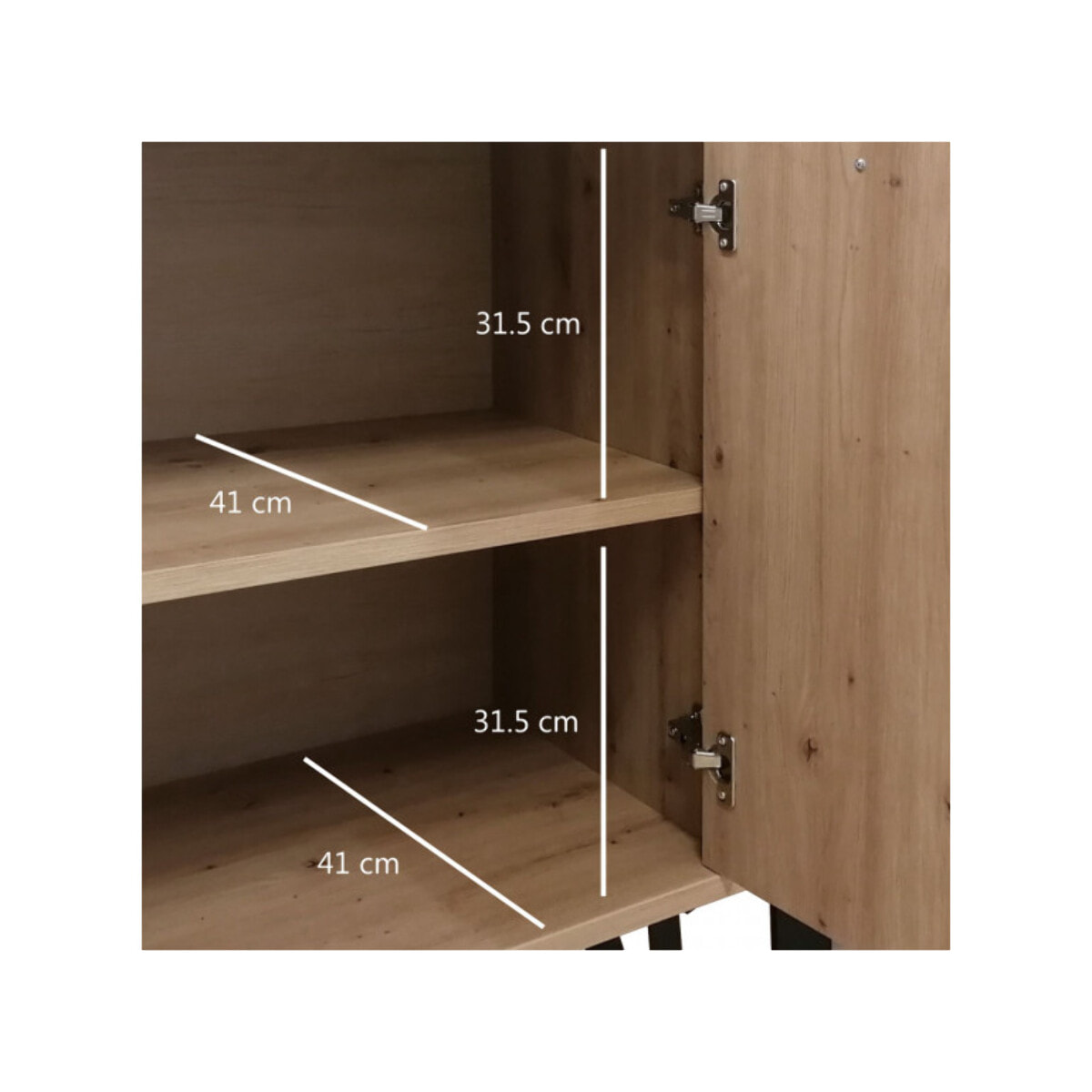 Commode 1 porte 3 tiroirs finition chêne - VITRUS