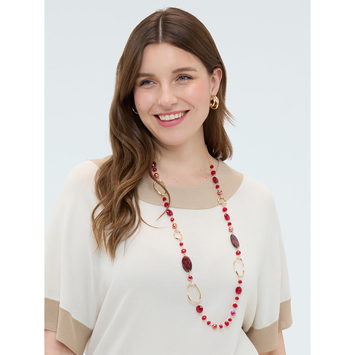 Fiorella Rubino - Collar largo con cuentas y anillos - Oro