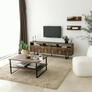 Mobile porta TV Dflabore, Credenza da soggiorno, Armadio basso per TV, Base parete attrezzata, 170x30h40 cm, Noce