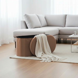 Coffre Banc Pliable - HOME DECO FACTORY - Jules - Tissu Côtelé - Marron