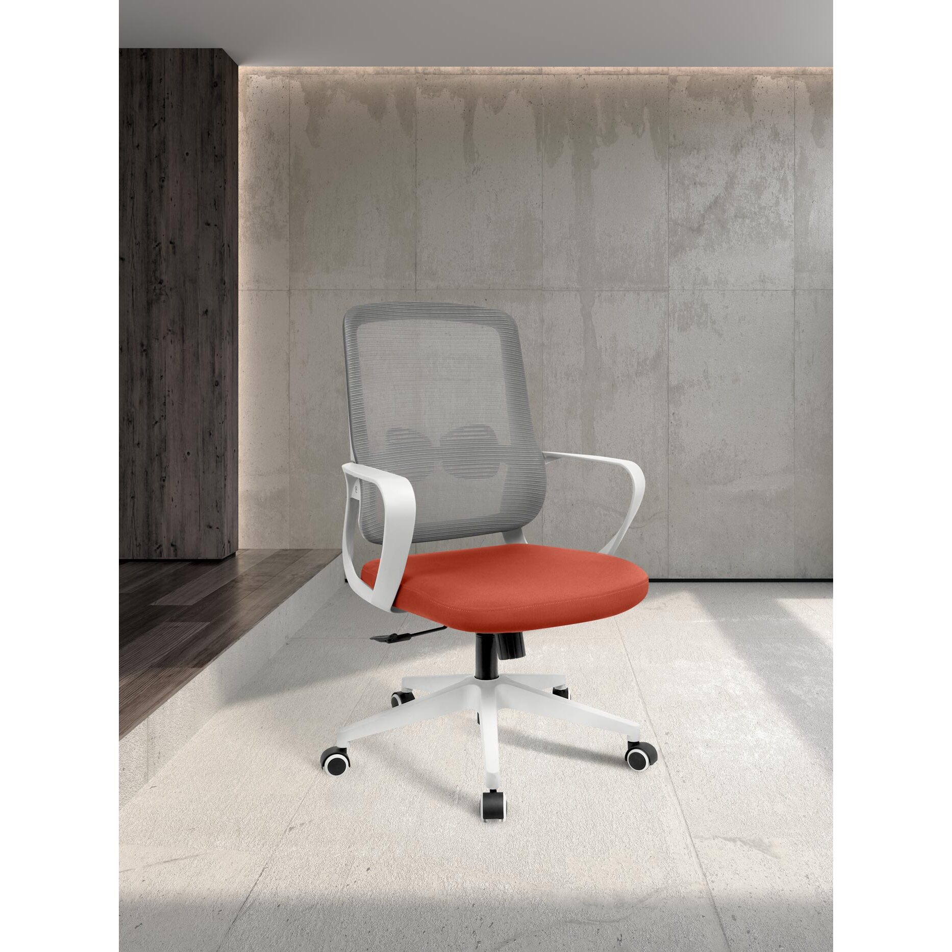 Silla de estudio Leah tela teja y gris 107x66x61 cm