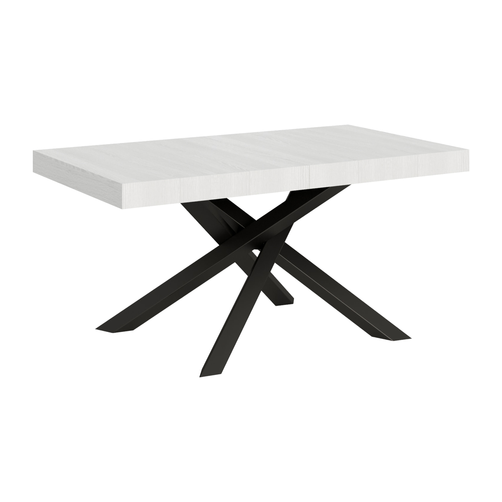 Mesa extensible 90x160/420 cm Volantis Fresno Blanco estructura Antracita