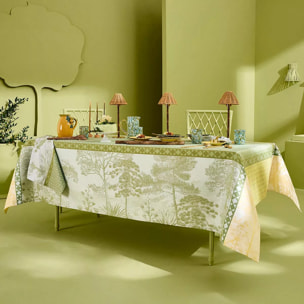 Nappe anti tache pur coton motif jacquard Le sud vert