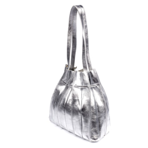 Albiolo borsa a spalla da donna. Pelle scamosciata verniciata autentica.