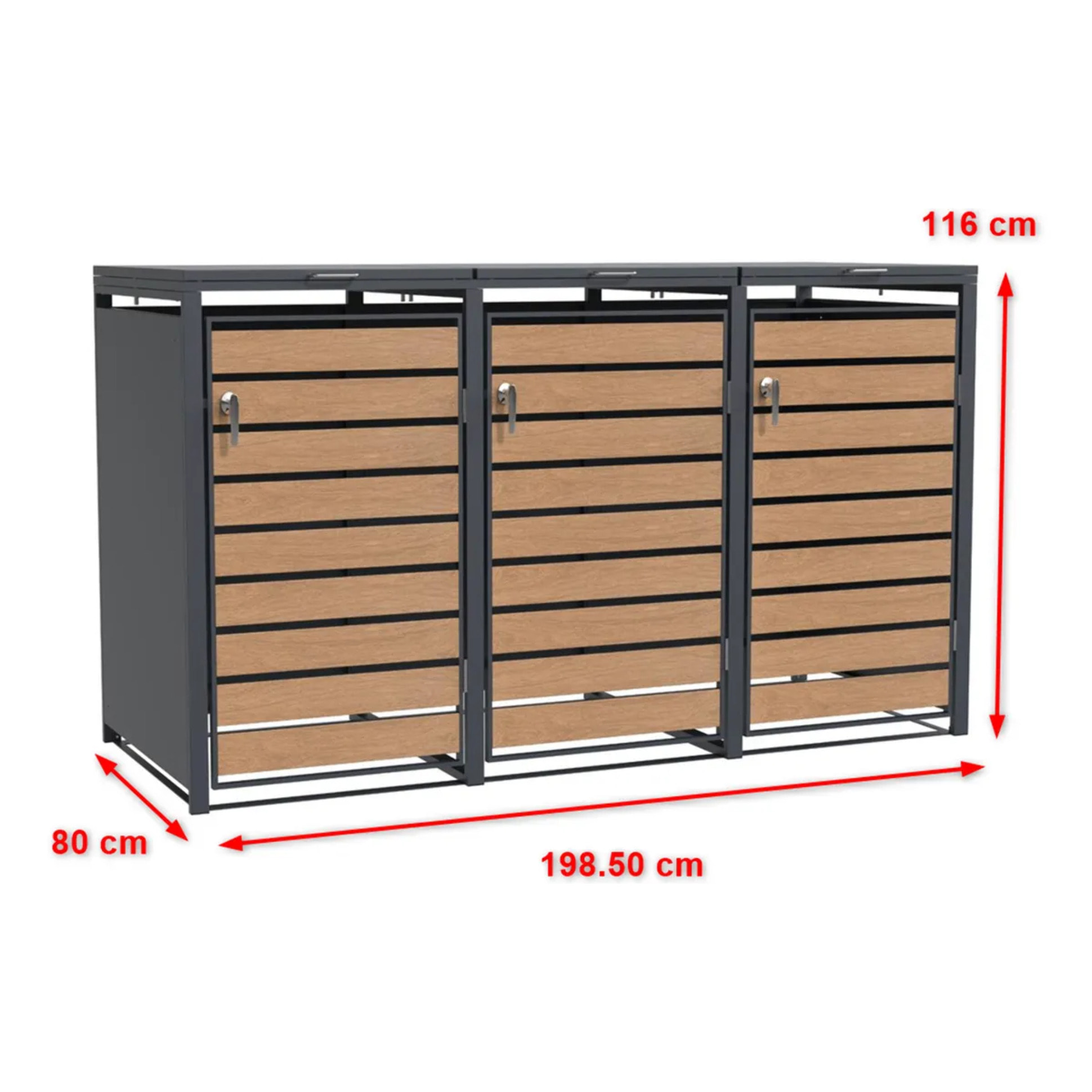 Abri cache poubelle triple - 3 x 240L - anthracite