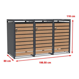 Abri cache poubelle triple - 3 x 240L - anthracite