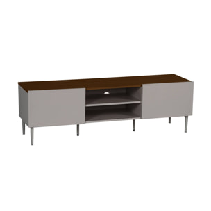 Meuble TV métal et décor bois 2 portes 140cm ASHTON
