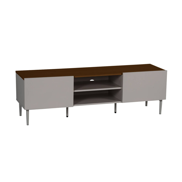 Meuble TV métal et décor bois 2 portes 140cm ASHTON