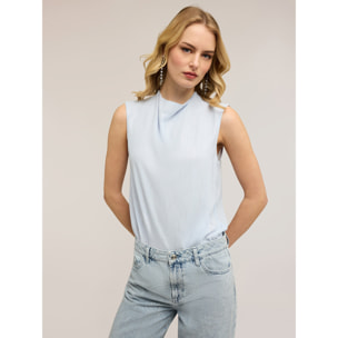 Motivi - Blusa body in georgette fil coupé - Azzurro