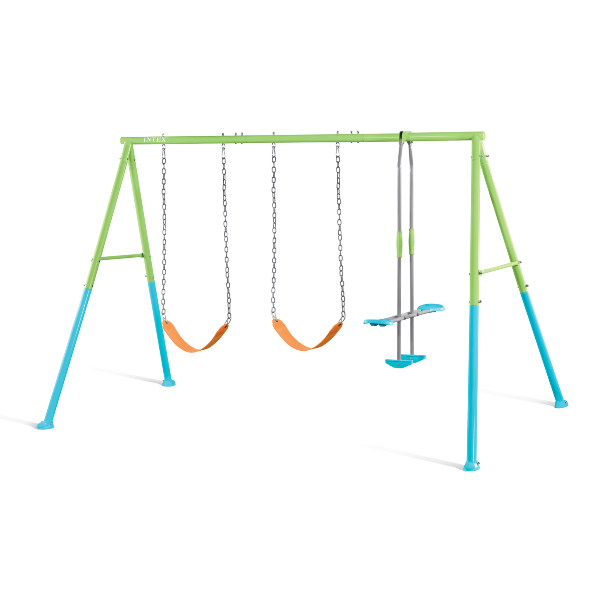 Intex Altalena Swing Set Colorata, Due Seggiolini e Dondolo, 343x249x203 cm