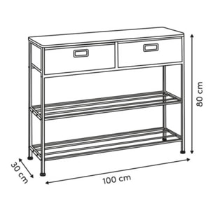 Console 2 tiroirs Tissa avec range-chaussure gris foncé