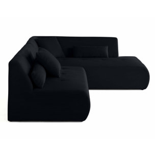 Onyx - canapé modulable d'angle droit - 5 places - en velours côtelé - Noir
