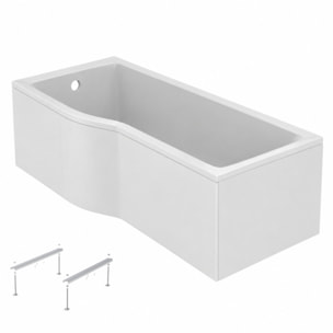 Baignoire bain douche 170 x 80 cm gauche Connect Air + tablier + pieds