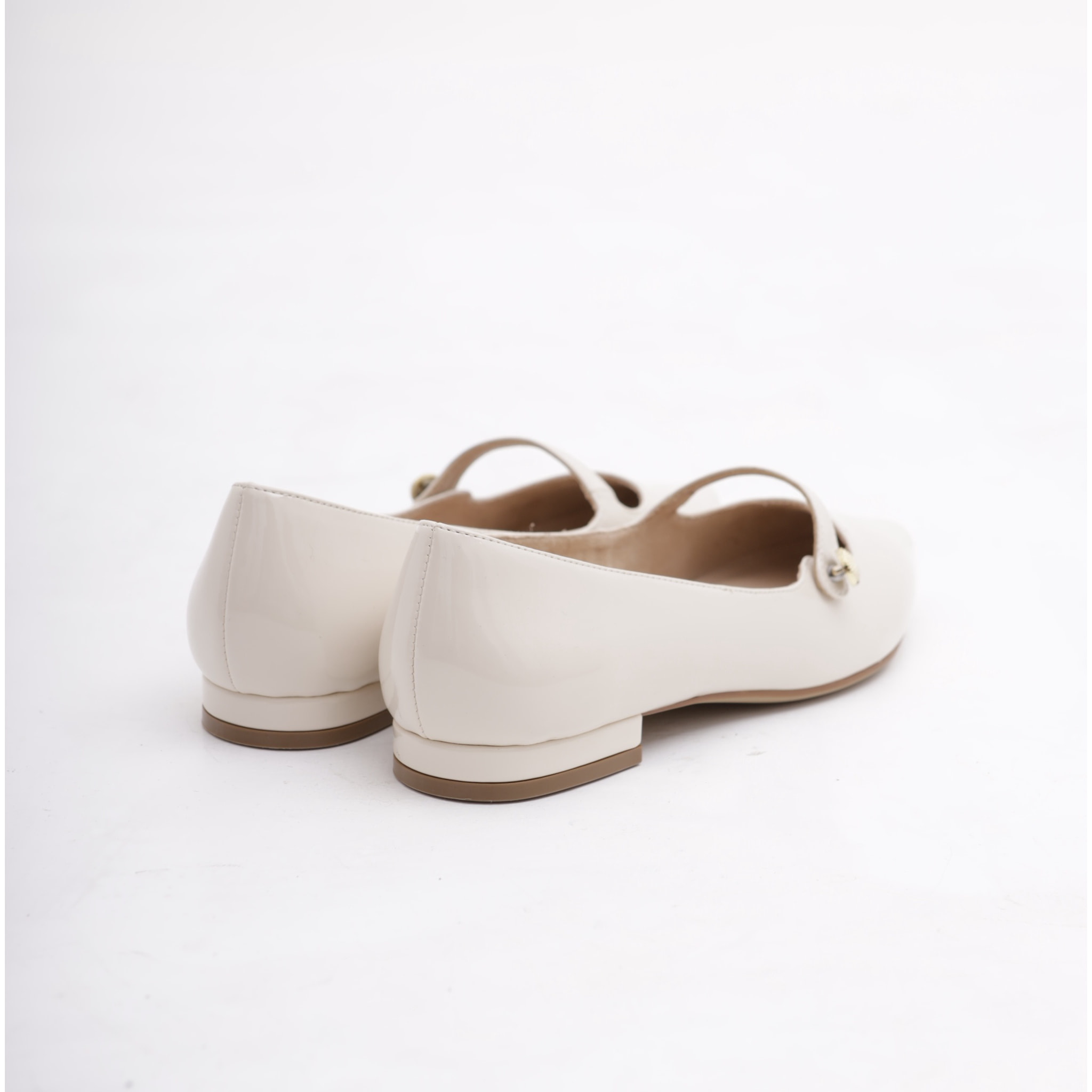 DECOLLETE' FLAT CINTURINO PANNA