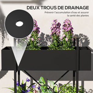 Jardinière design sur pieds - jardinière surélevée - étagère, 2 inserts irrigation - métal époxy noir