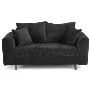 Rune - canapé droit 2 places en velours texturé - Gris Anthracite