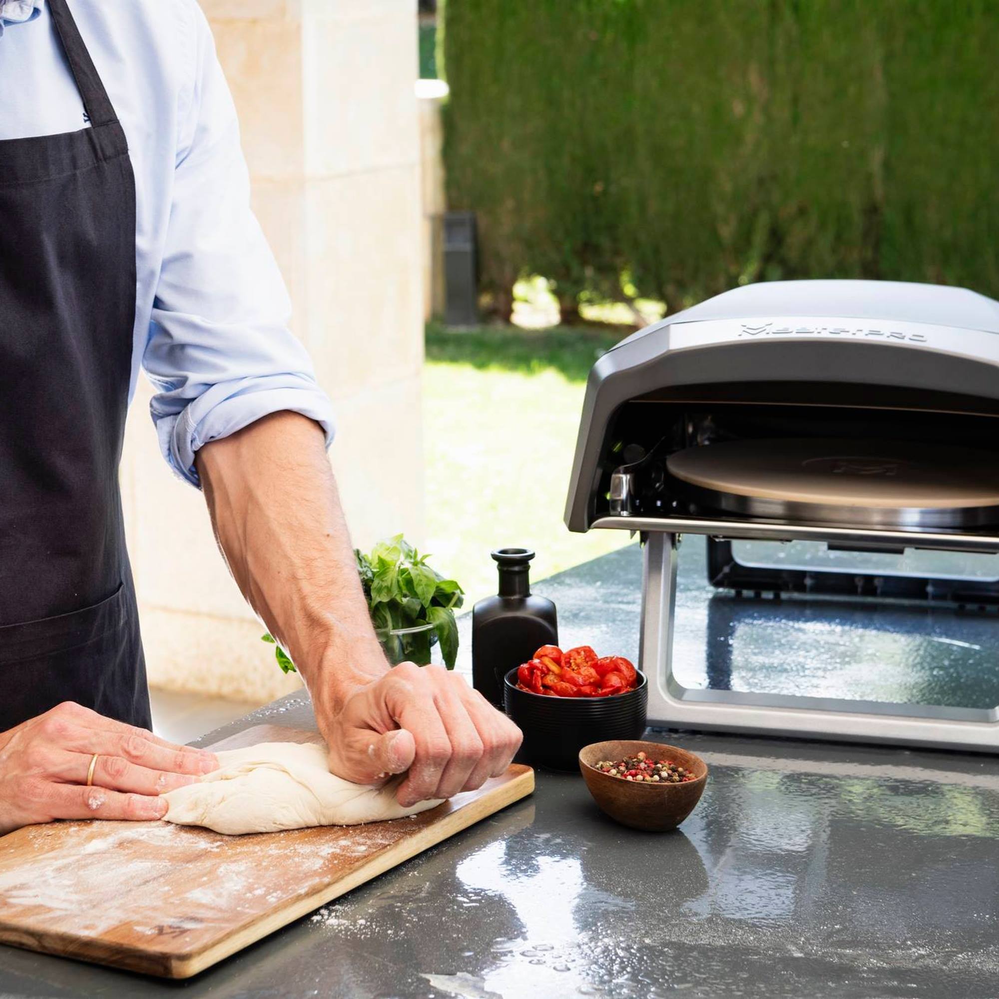 Horno de Pizza a Gas Giratorio 32,5×32,5 cm – Hasta 500 ºC, Cocción Rápida y Uniforme MasterPRO