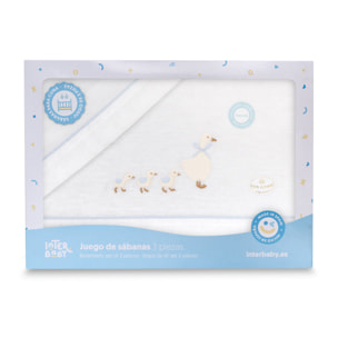Triptico Cuna Franela Patitos Bco/Azul
