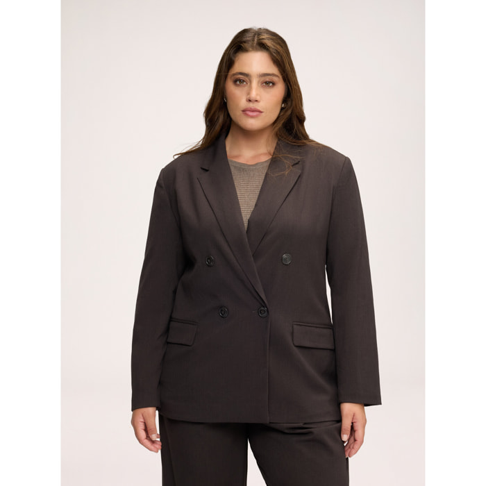 Fiorella Rubino - Blazer doppiopetto strutturata - Marrone