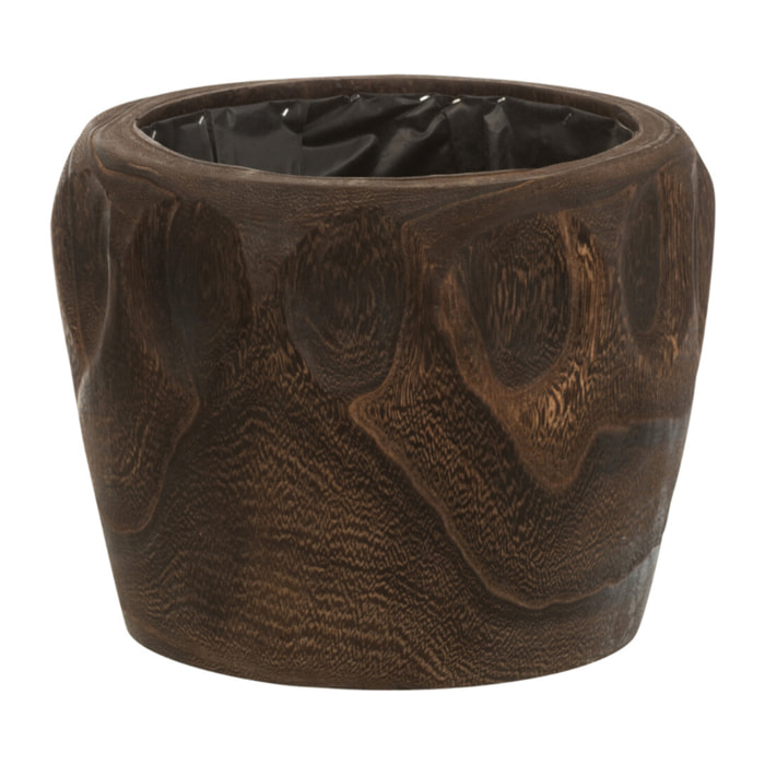 J-Line cache-pot Thibo - bois/plastique - marron foncé - small - Ø 24 cm