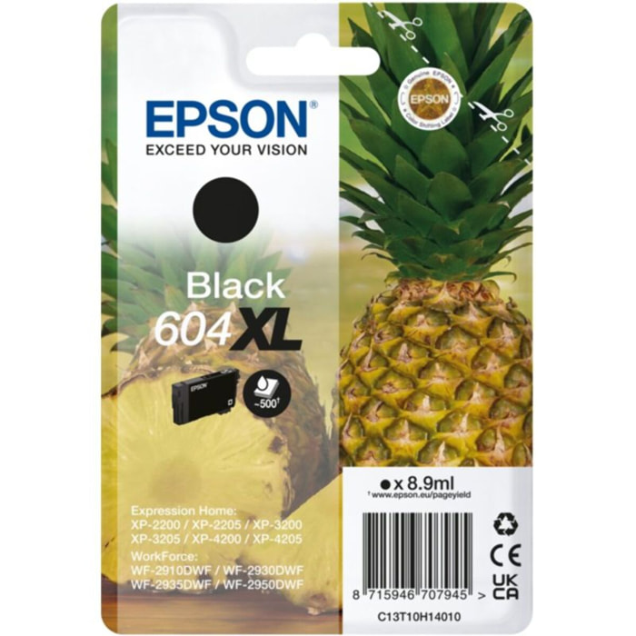 Cartouche d'encre EPSON Originale 604 XL Haute Capacité Noire Série Ananas - C13T10H14010