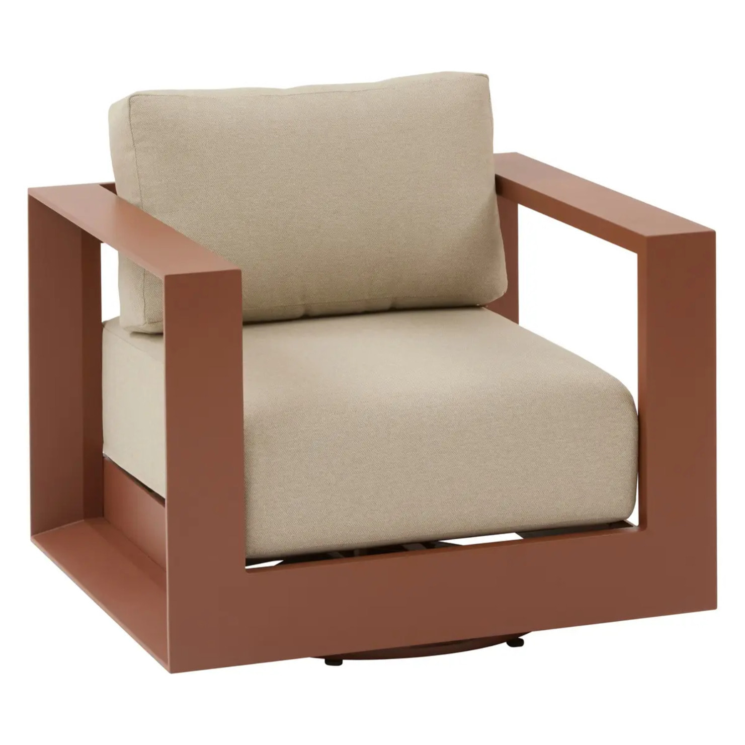 Fauteuil de salon de jardin rotatif ALLURE Beige / Acajou