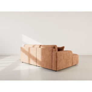 Miro - Canapé d'angle gauche 4 places convertible avec coffre en velours texturé - Rouille