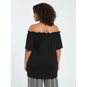 Fiorella Rubino - Camiseta off shoulders en jersey de viscosa - Negro