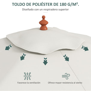 Sombrilla de Jardín 200x150x235 cm Parasol de Terraza Rectangular Inclinable con Anti-UV Impermeable y Poste de Madera para Playa Patio Beige