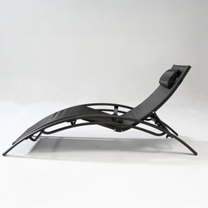 VERGARA Transat ajustable et empilable avec pieds en acier noir